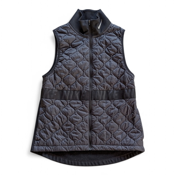 Nike Aerolayer Running Gilet Vest Women’s Sz S Black Quilted Thin Puffer Pockets - Picture 5 of 15